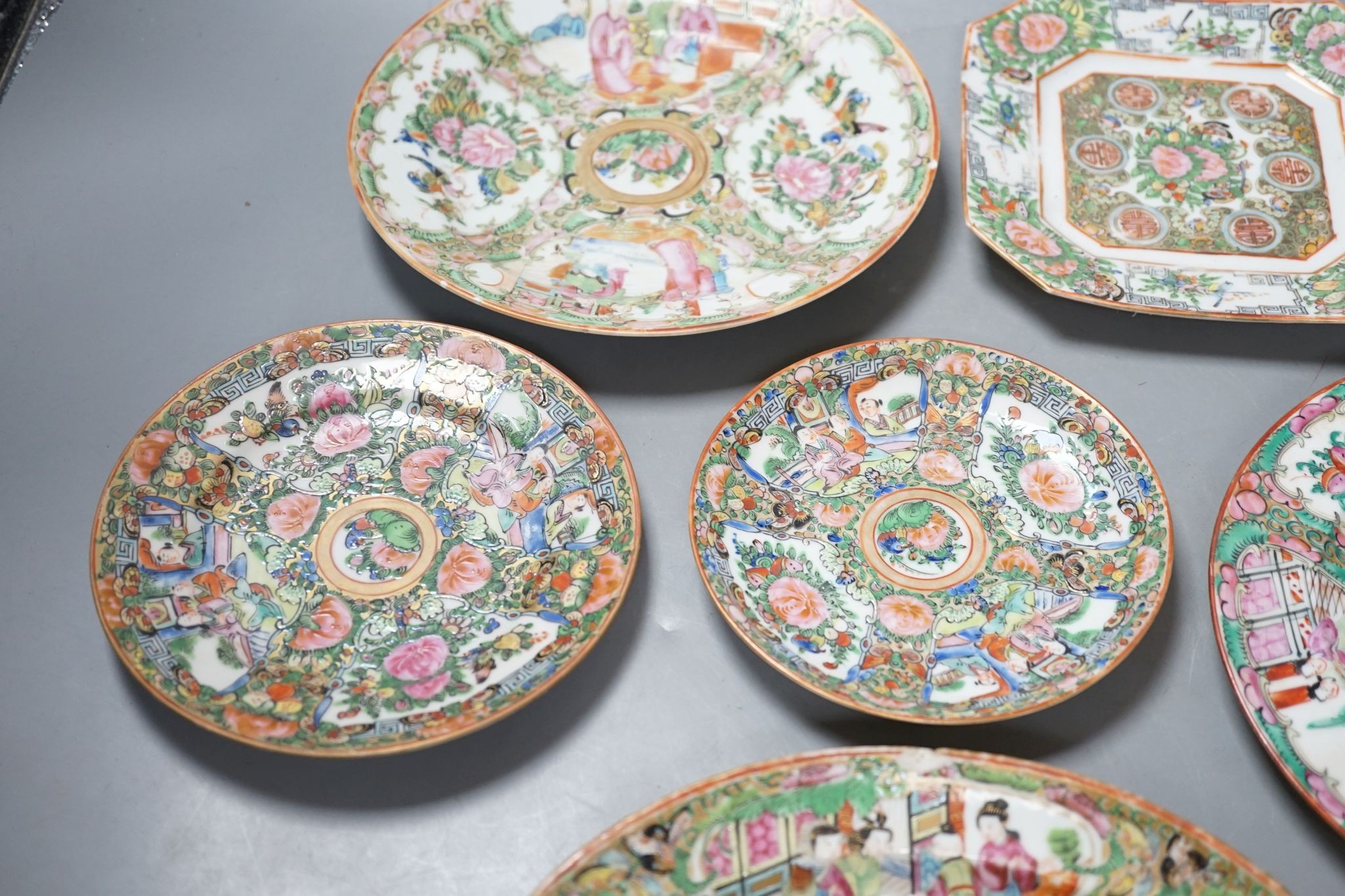 A group of Canton famille rose dishes